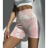 Укорочені велосипеди безшовні Tracks Shorts PUSH-UP Marble 01 (Pink white)